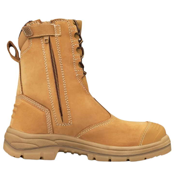 Oliver 55-385 200mm High Leg Zip Sided Steel Toe Safety Boot with Scuff Cap - Wheat