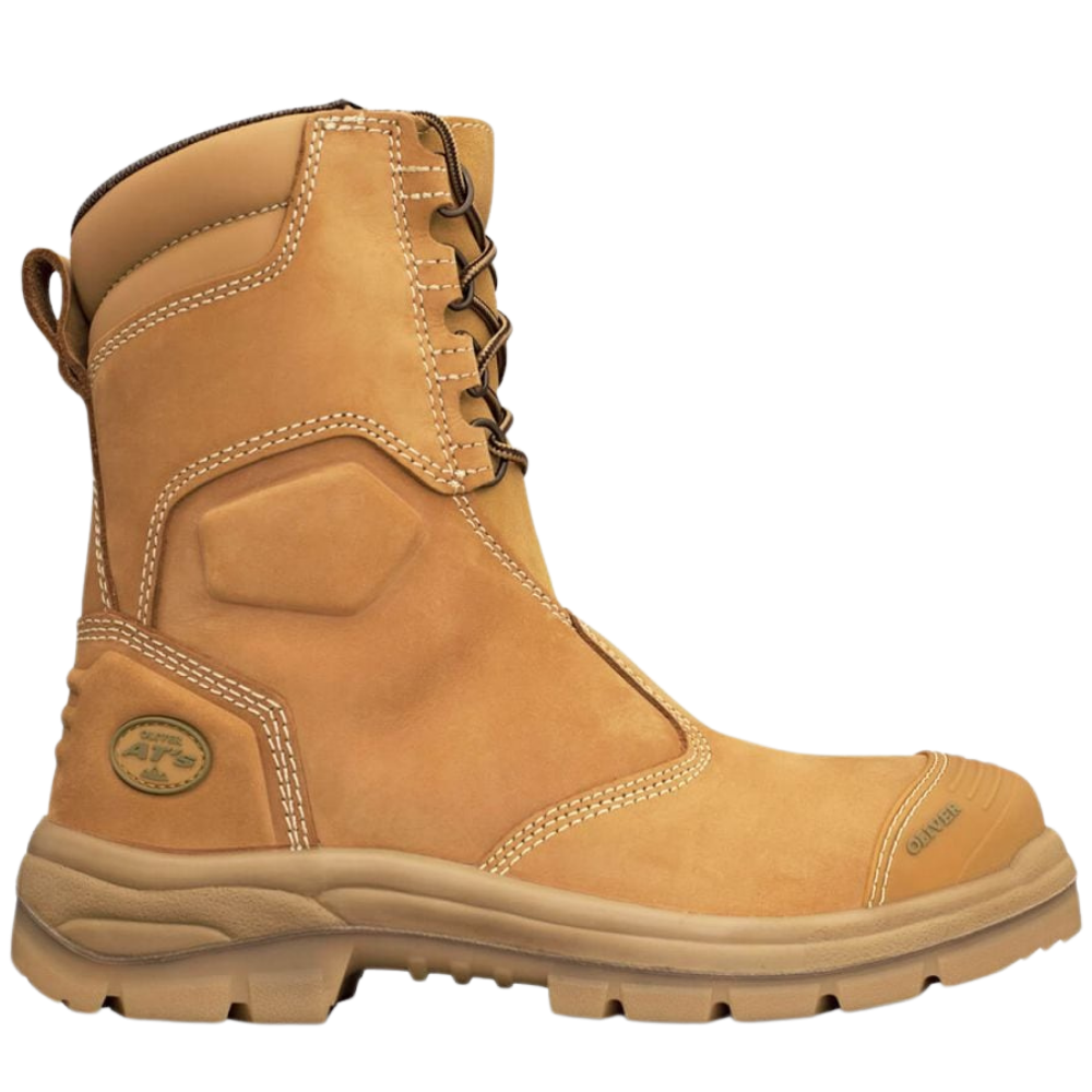 Oliver 55-385 200mm High Leg Zip Sided Steel Toe Safety Boot with Scuff Cap - Wheat