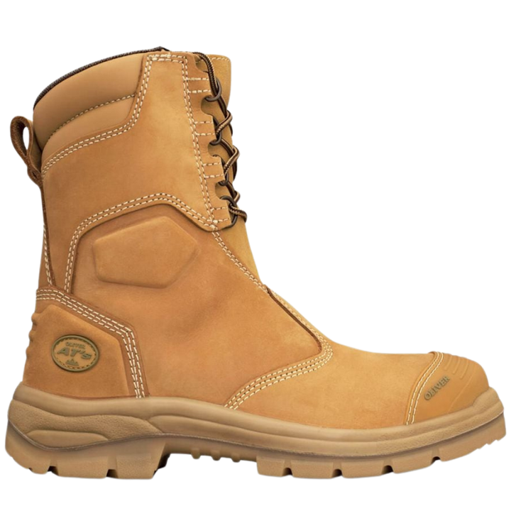 Oliver 55-385 200mm High Leg Zip Sided Steel Toe Safety Boot with Scuff Cap - Wheat