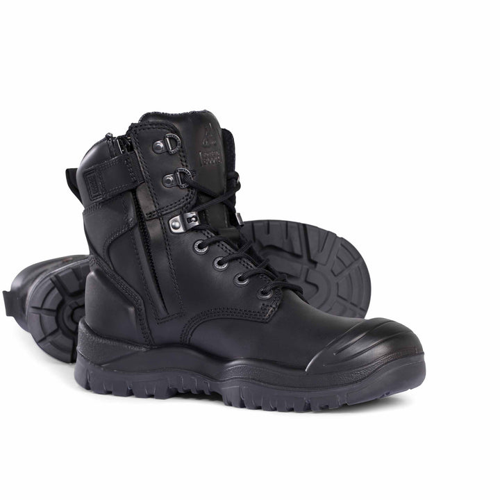 Mongrel #561 High Leg Steel Toe Zip Sided Safety Boot with Scuff Cap - Black