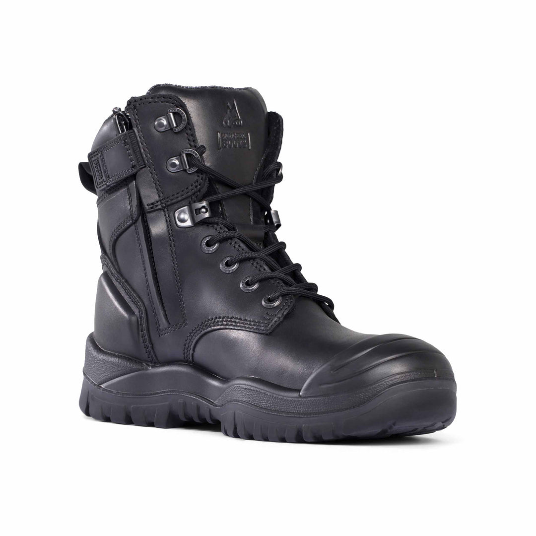 Mongrel #561 High Leg Steel Toe Zip Sided Safety Boot with Scuff Cap - Black