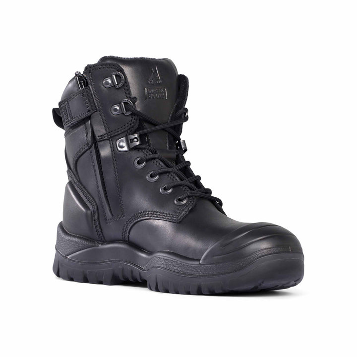 Mongrel #561 High Leg Steel Toe Zip Sided Safety Boot with Scuff Cap - Black