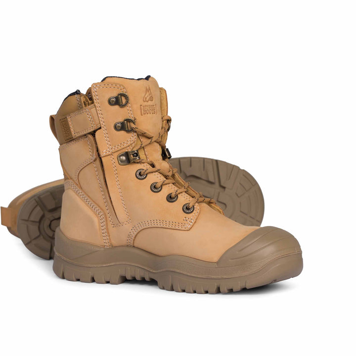 Mongrel #561 High Leg Steel Toe Zip Sided Safety Boot with Scuff Cap - Wheat