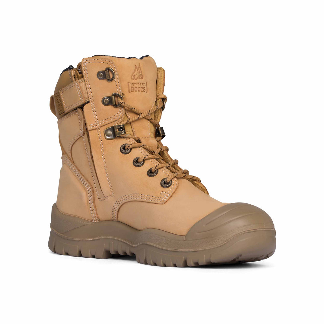 Mongrel #561 High Leg Steel Toe Zip Sided Safety Boot with Scuff Cap - Wheat
