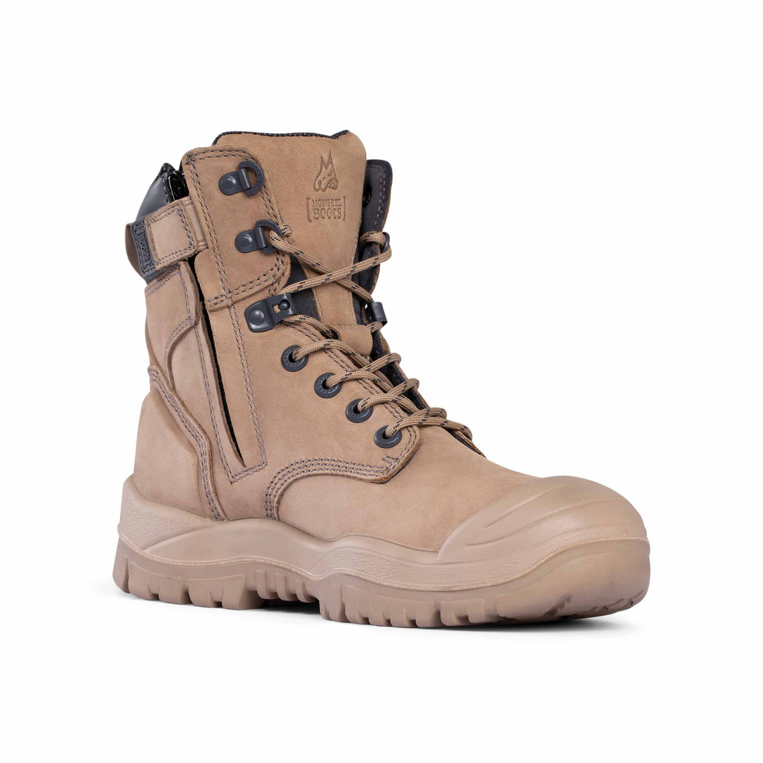 Mongrel #561 High Leg Steel Toe Zip Sided Safety Boot with Scuff Cap - Stone