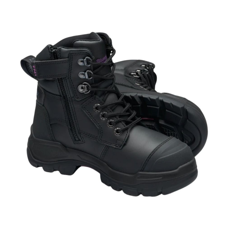 Blundstone RotoFlex 9961 Women's 150mm Zip-Sided Platinum Leather Steel Toe Safety Boot - Black