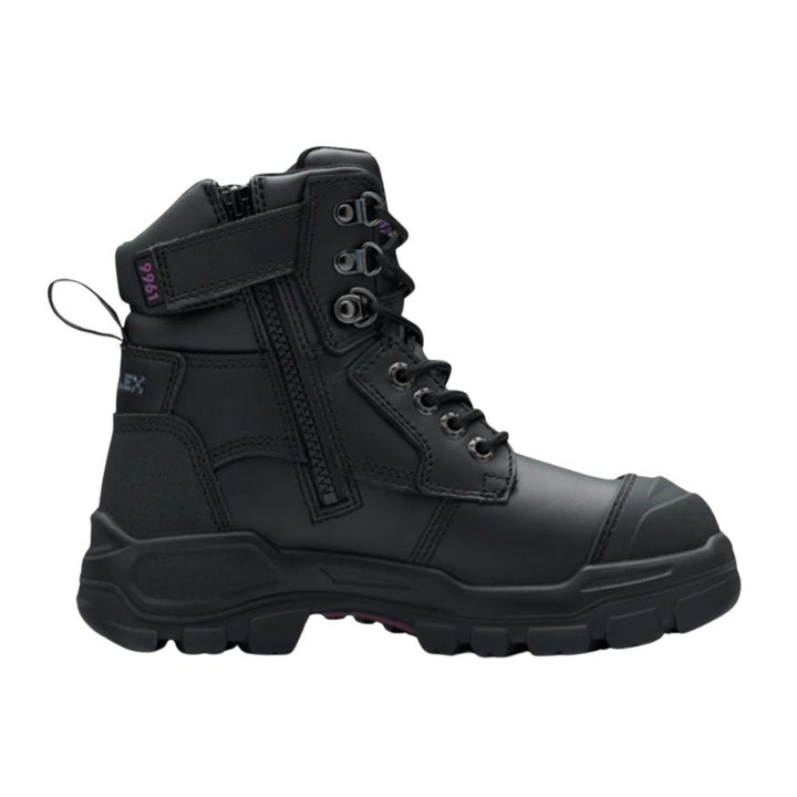 Blundstone RotoFlex 9961 Women's 150mm Zip-Sided Platinum Leather Steel Toe Safety Boot - Black