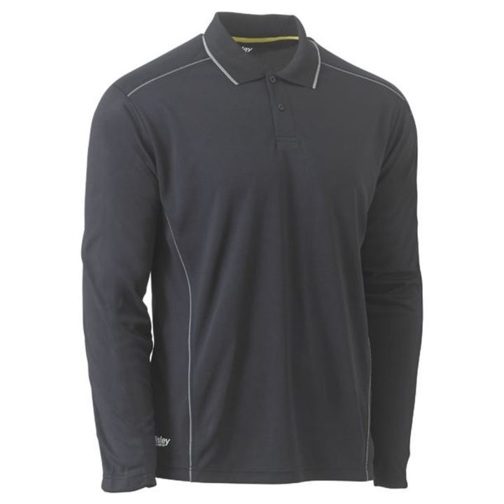 BISLEY COOL MESH LONG SLEEVE POLO, POLY 130gsm