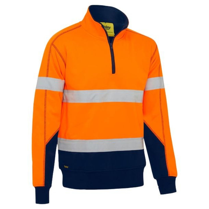 BISLEY TAPED HI VIS 1/4 ZIP FLEECE PULLOVER w/SHERPA LINING