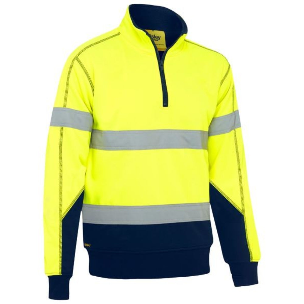 BISLEY TAPED HI VIS 1/4 ZIP FLEECE PULLOVER w/SHERPA LINING
