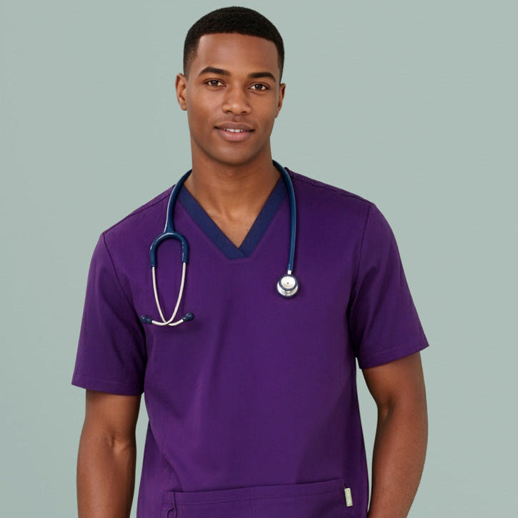 Biz Care Mens Riley Stretch Scrub Top CST043MS