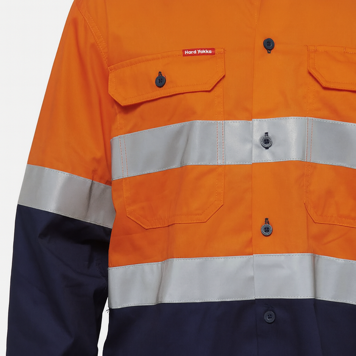 Hard Yakka Men's Core Vented Cotton Drill Taped Work Shirt Y07940