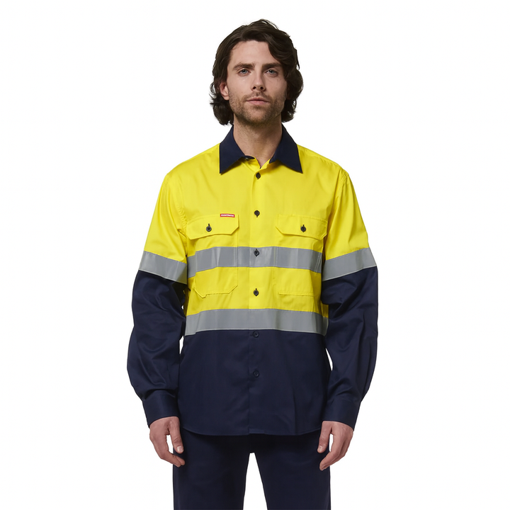 Hard Yakka Men's Core Vented Cotton Drill Taped Work Shirt Y07940