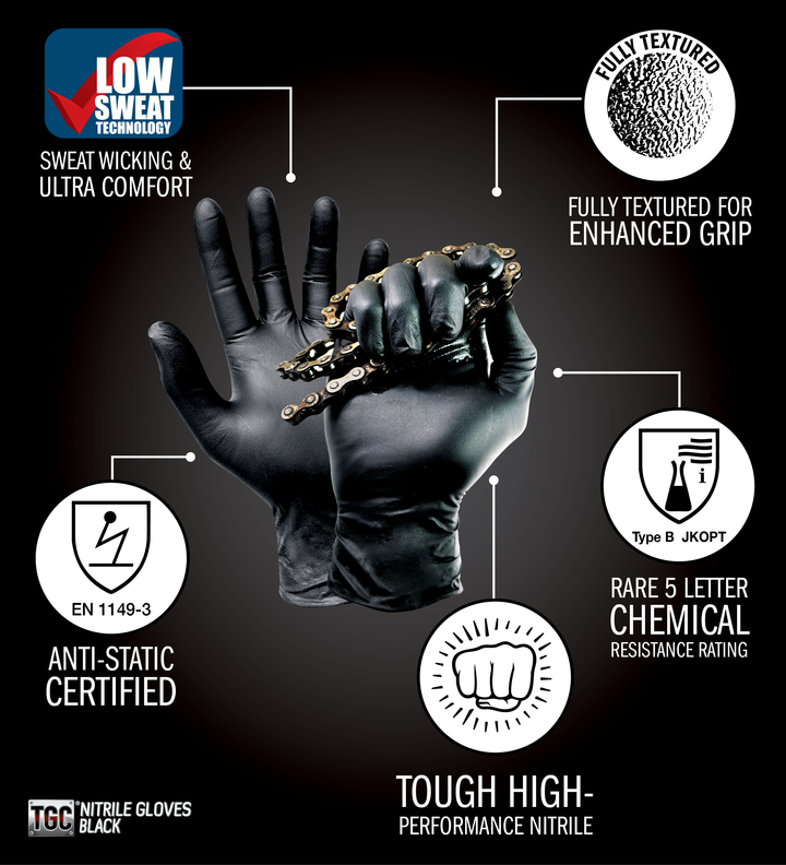 TGC BLACK LIGHTNING NITRILE GOVES