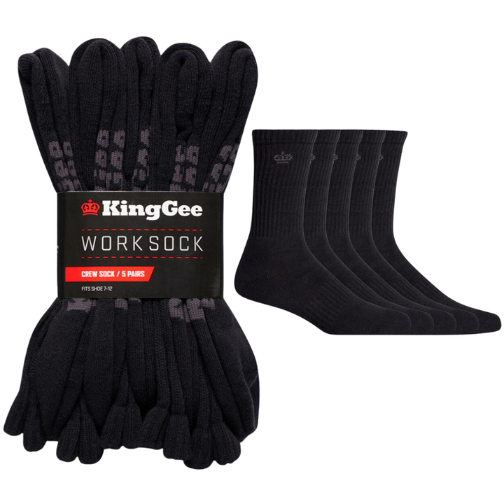 KingGee Men's Crew Work Socks 5-Pack K09035