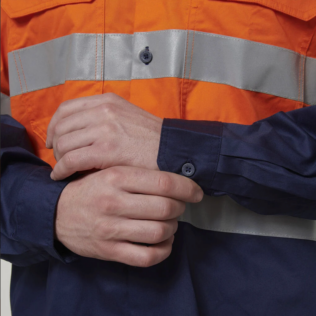 Hard Yakka Men's Core Vented Cotton Drill Taped Work Shirt Y07940