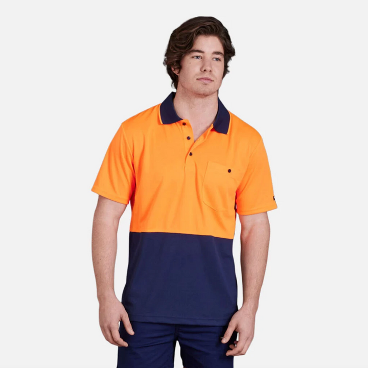 KING GEE Workcool Hyperfreeze Hi-Vis Two Tone Short Sleeve Polo Shirt K54205
