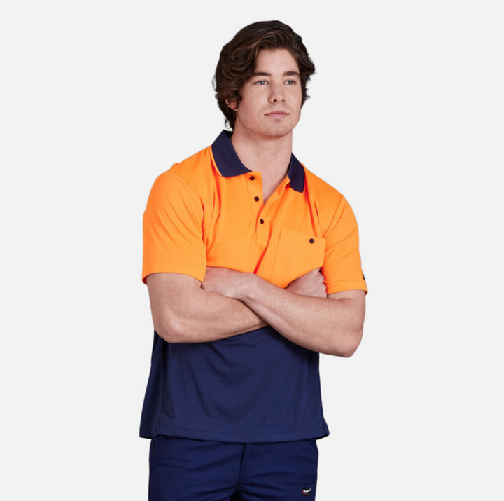 KING GEE Workcool Hyperfreeze Hi-Vis Two Tone Short Sleeve Polo Shirt K54205