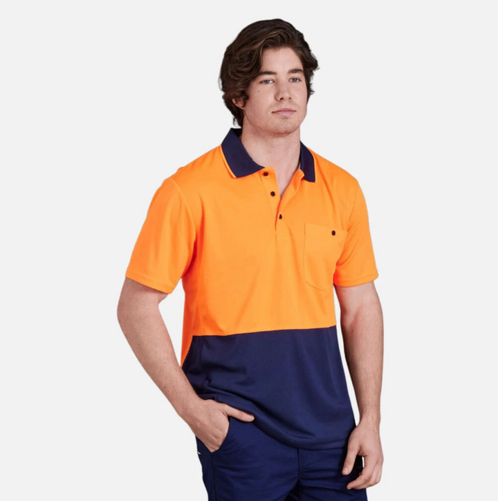 KING GEE Workcool Hyperfreeze Hi-Vis Two Tone Short Sleeve Polo Shirt K54205