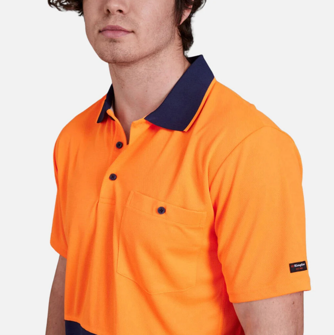 KING GEE Workcool Hyperfreeze Hi-Vis Two Tone Short Sleeve Polo Shirt K54205