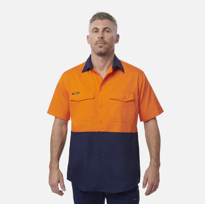 KING GEE Workcool 2 Hi-Vis Two Tone Short Sleeve Drill Work Shirt K54875