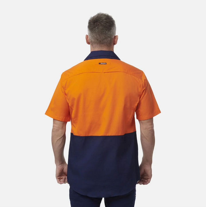 KING GEE Workcool 2 Hi-Vis Two Tone Short Sleeve Drill Work Shirt K54875