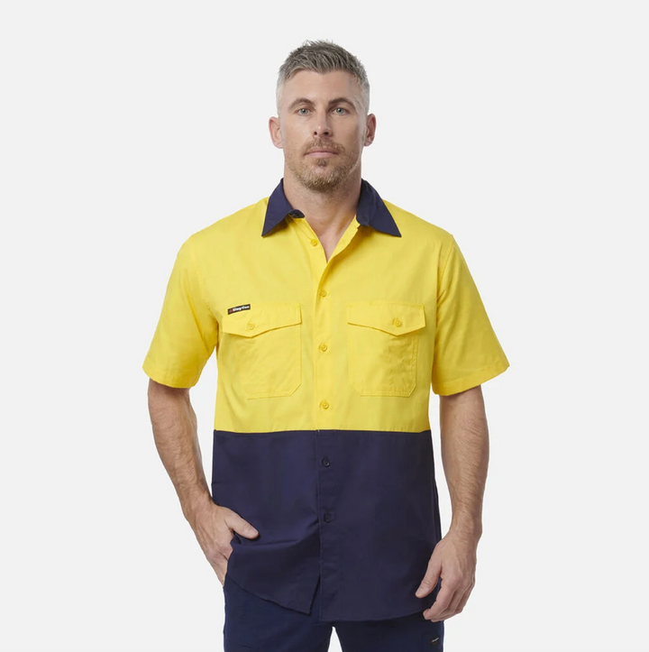 KING GEE Workcool 2 Hi-Vis Two Tone Short Sleeve Drill Work Shirt K54875