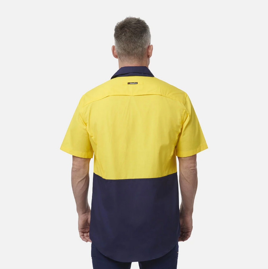 KING GEE Workcool 2 Hi-Vis Two Tone Short Sleeve Drill Work Shirt K54875