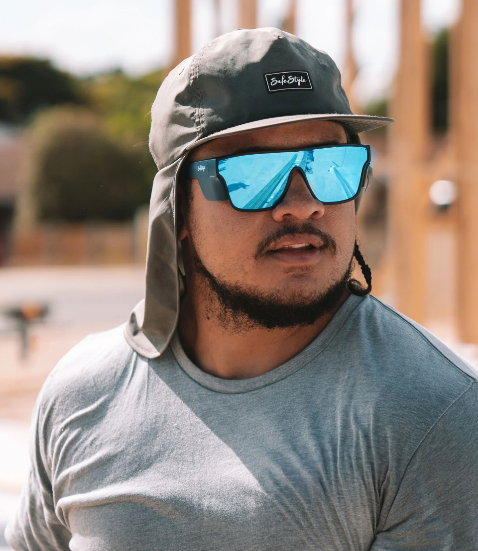 SAFE STYLE Primes Matte Black Frame Reflectors Blue Lens