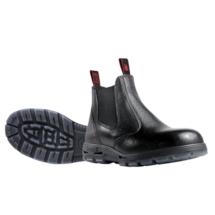 Redback Bobcat Elastic Sided Steel Toe Safety Boot - Black Rambler