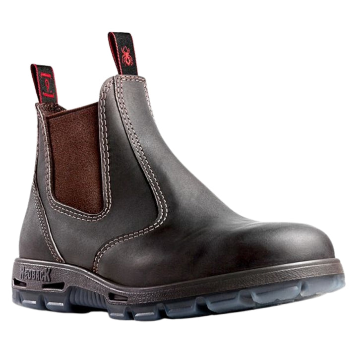 Redback Bobcat Elastic Sided Steel Toe Safety Boot - Claret Oil Kip