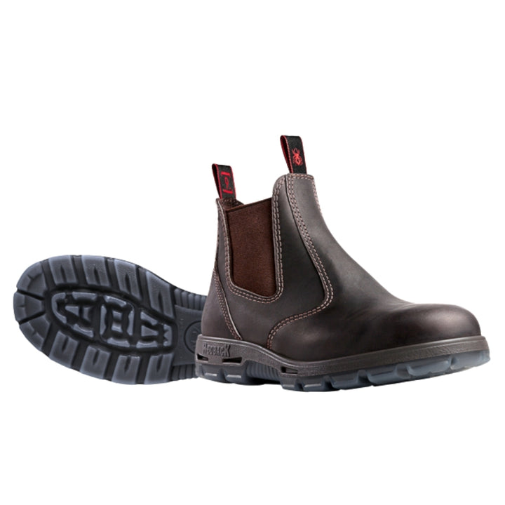 Redback Bobcat Elastic Sided Steel Toe Safety Boot - Claret Oil Kip