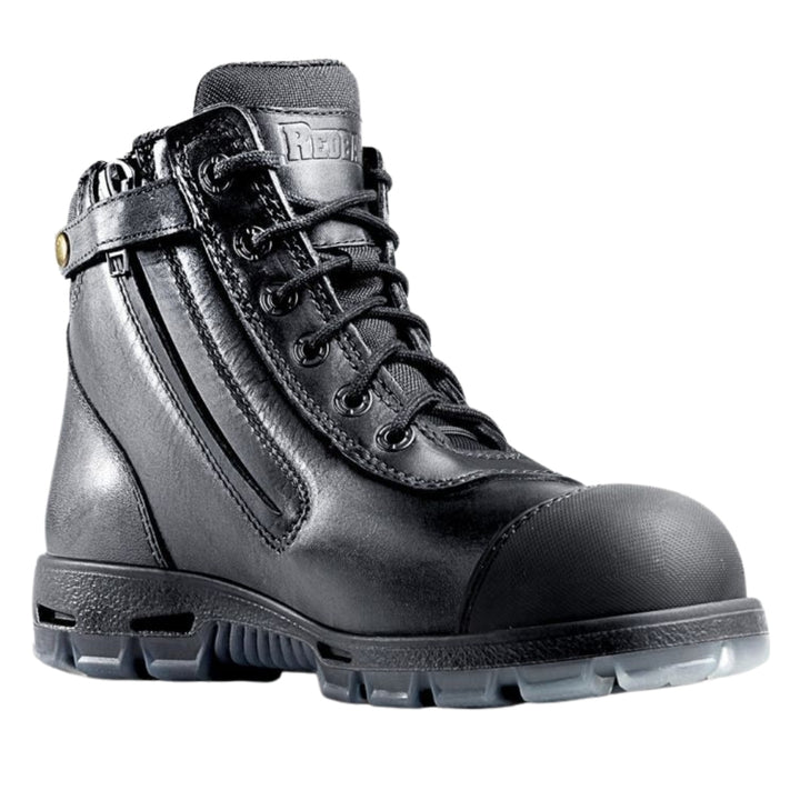 Redback Cobar Zip Sided Steel Toe Safety Boot - Black Oil Kip