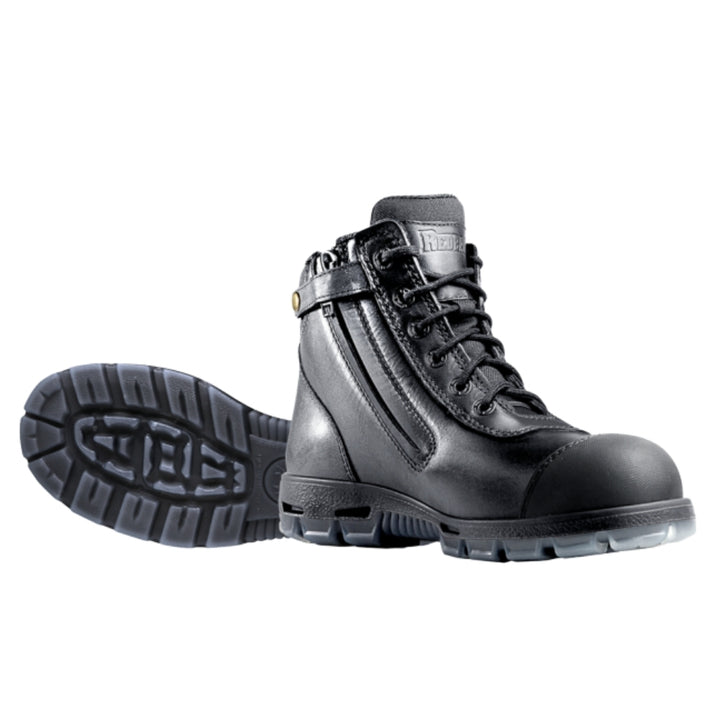 Redback Cobar Zip Sided Steel Toe Safety Boot - Black Oil Kip