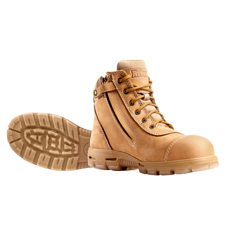 Redback Cobar Zip Sided Steel Toe Safety Boot - Wheat Nubuck