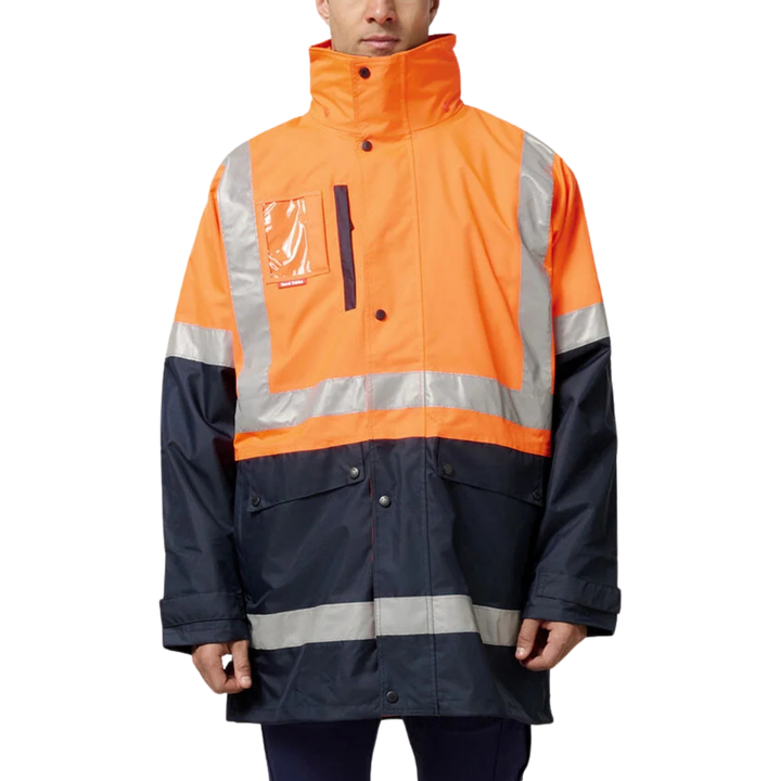 Hard Yakka Men's Hi-Vis 4-in-1 Taped Wet Weather Work Jacket   Y06057