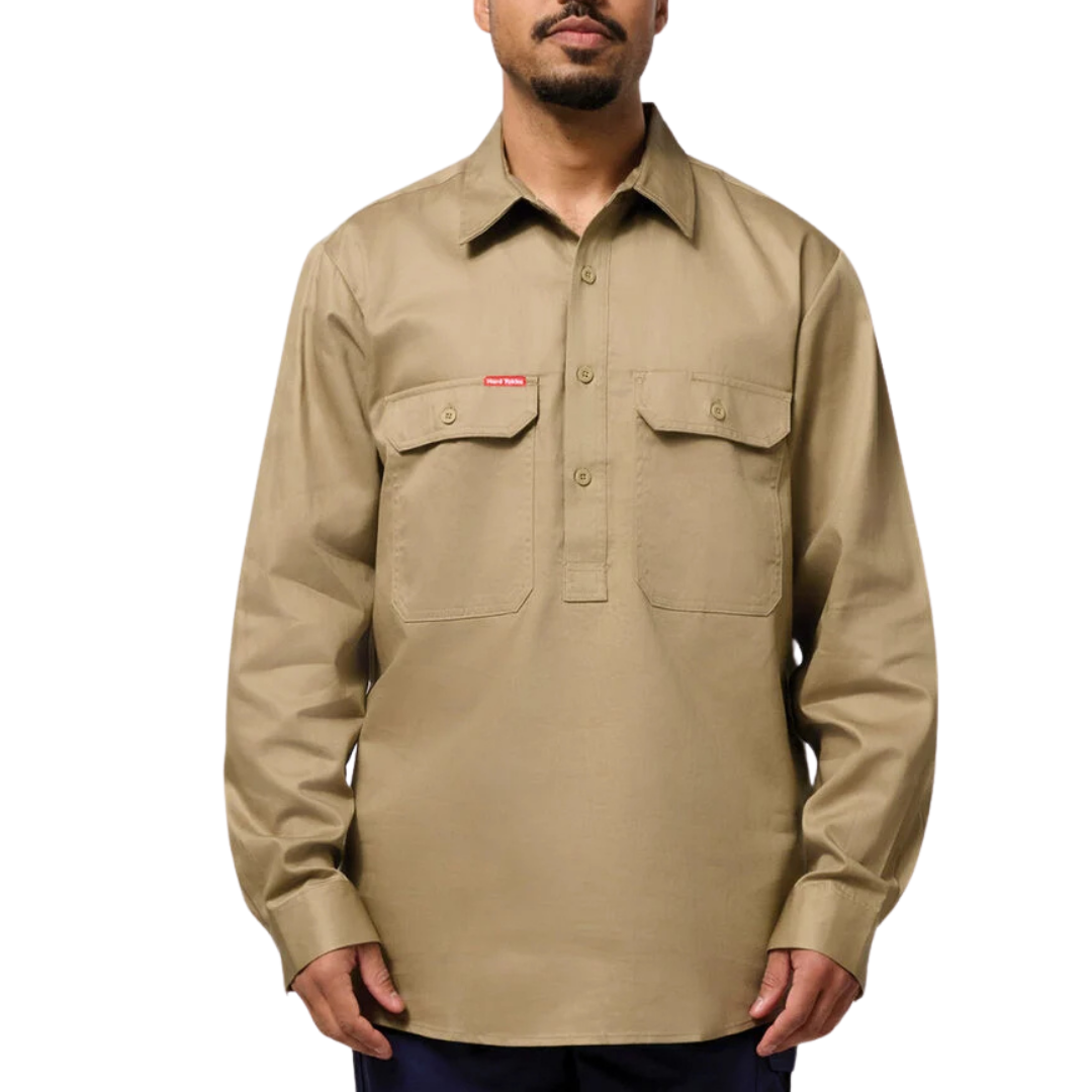 Hard Yakka Men's Closed Front Cotton Drill Work Shirt  Y07530