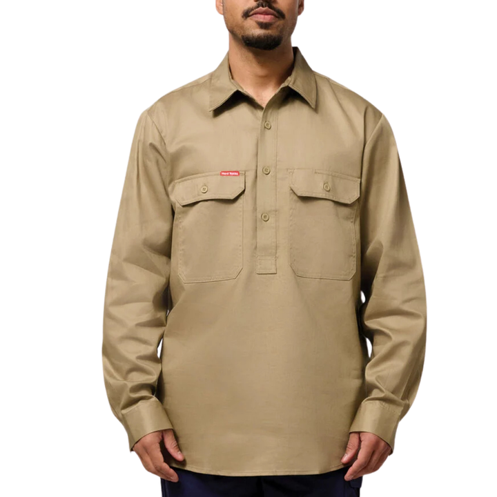 Hard Yakka Men's Closed Front Cotton Drill Work Shirt  Y07530