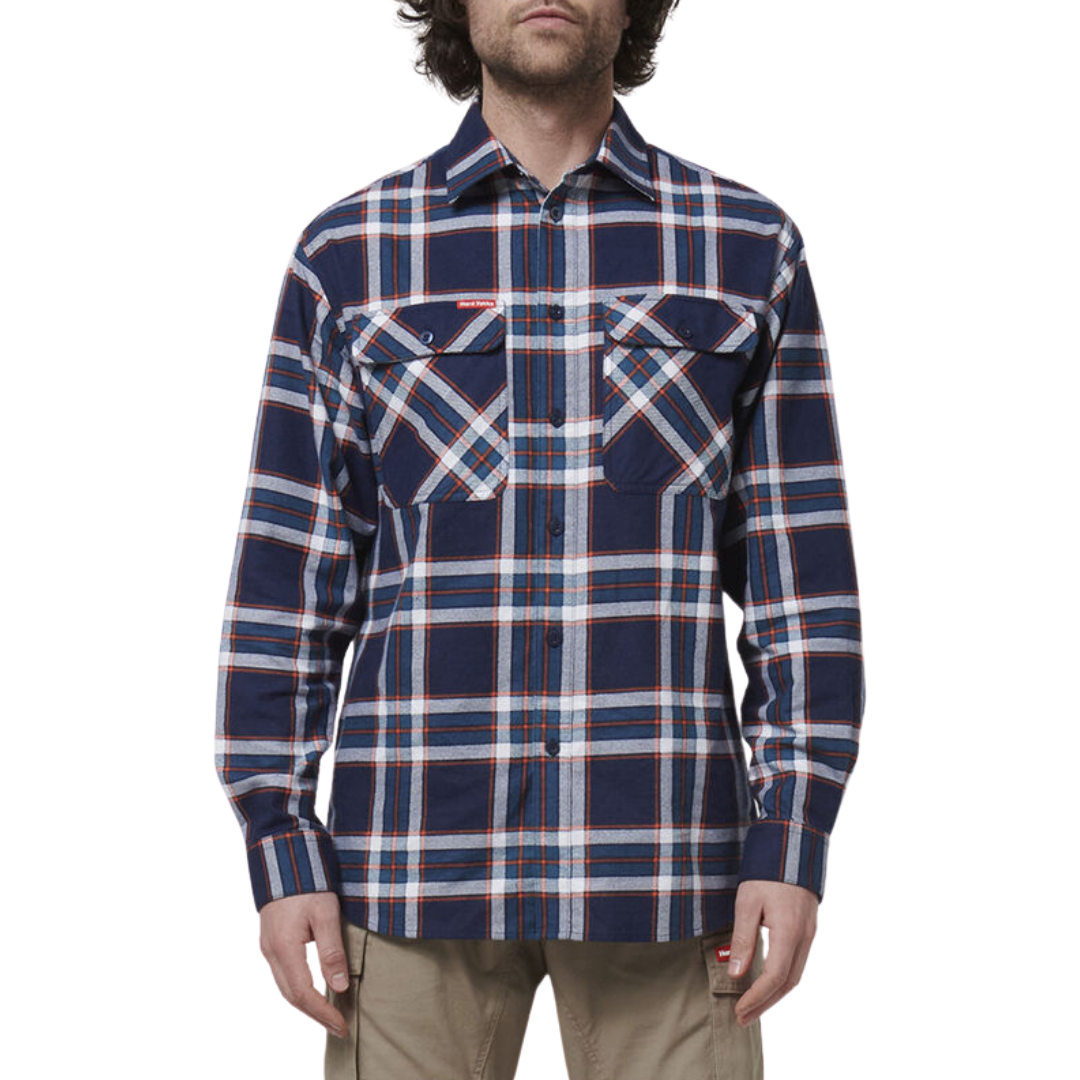 Hard Yakka Men's Full-Button Long Sleeve   Flannie Y07752