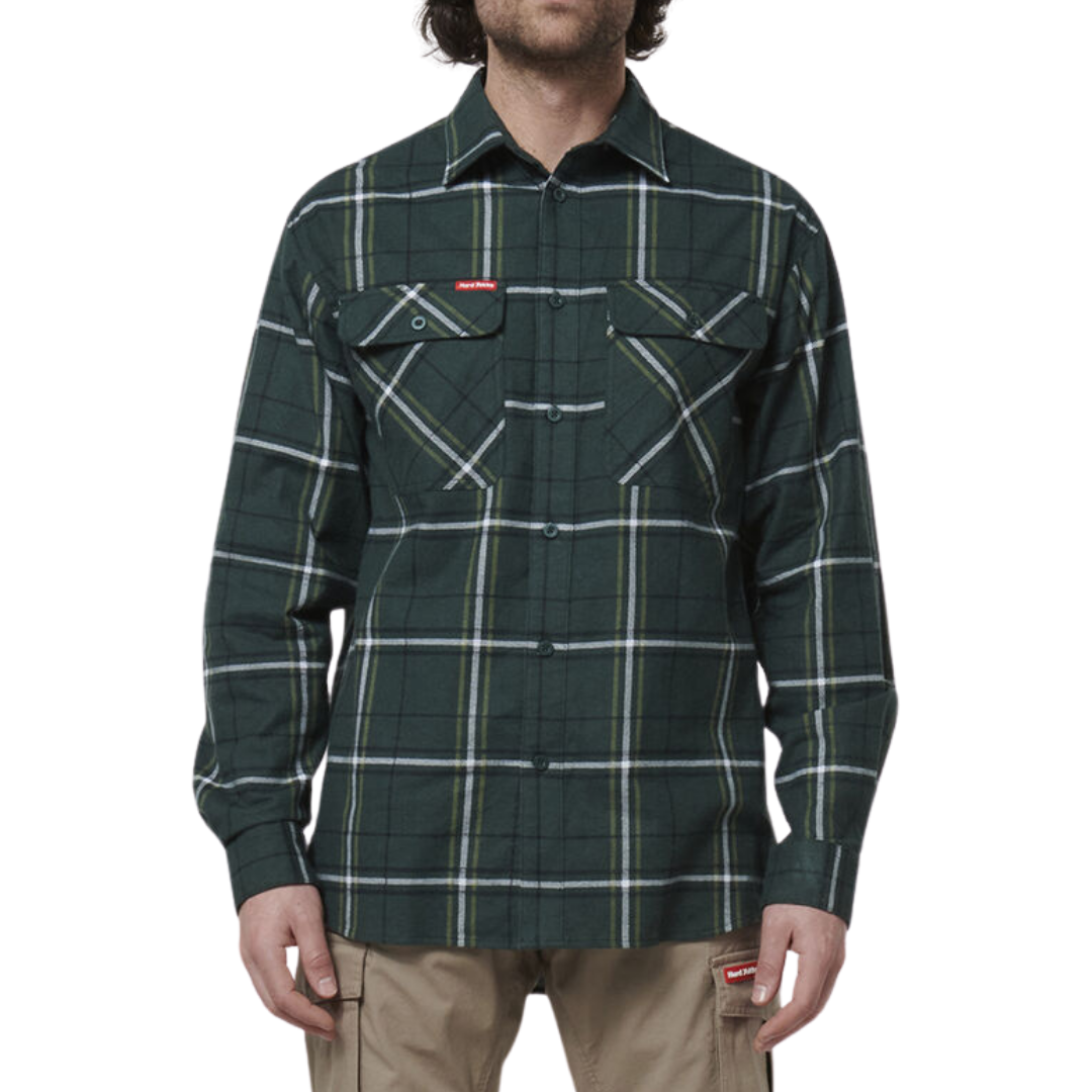 Hard Yakka Men's Full-Button Long Sleeve   Flannie Y07752