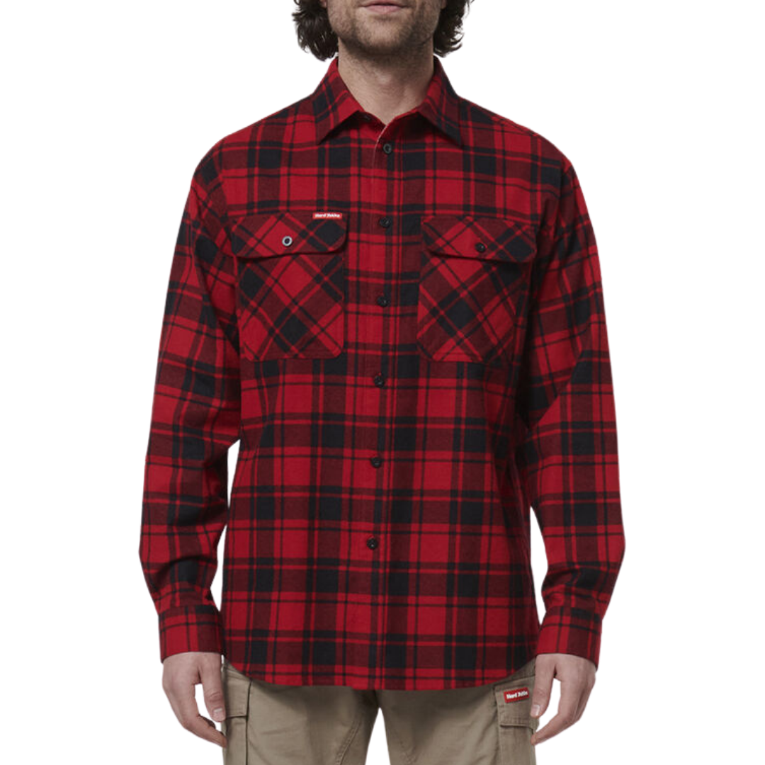 Hard Yakka Men's Full-Button Long Sleeve   Flannie Y07752