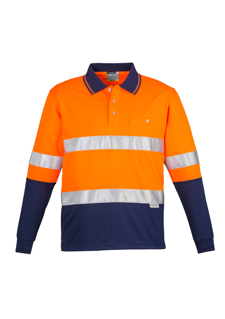 Syzmik Mens Hi Vis Spliced Long Sleeve Hoop Taped Polo ZH235