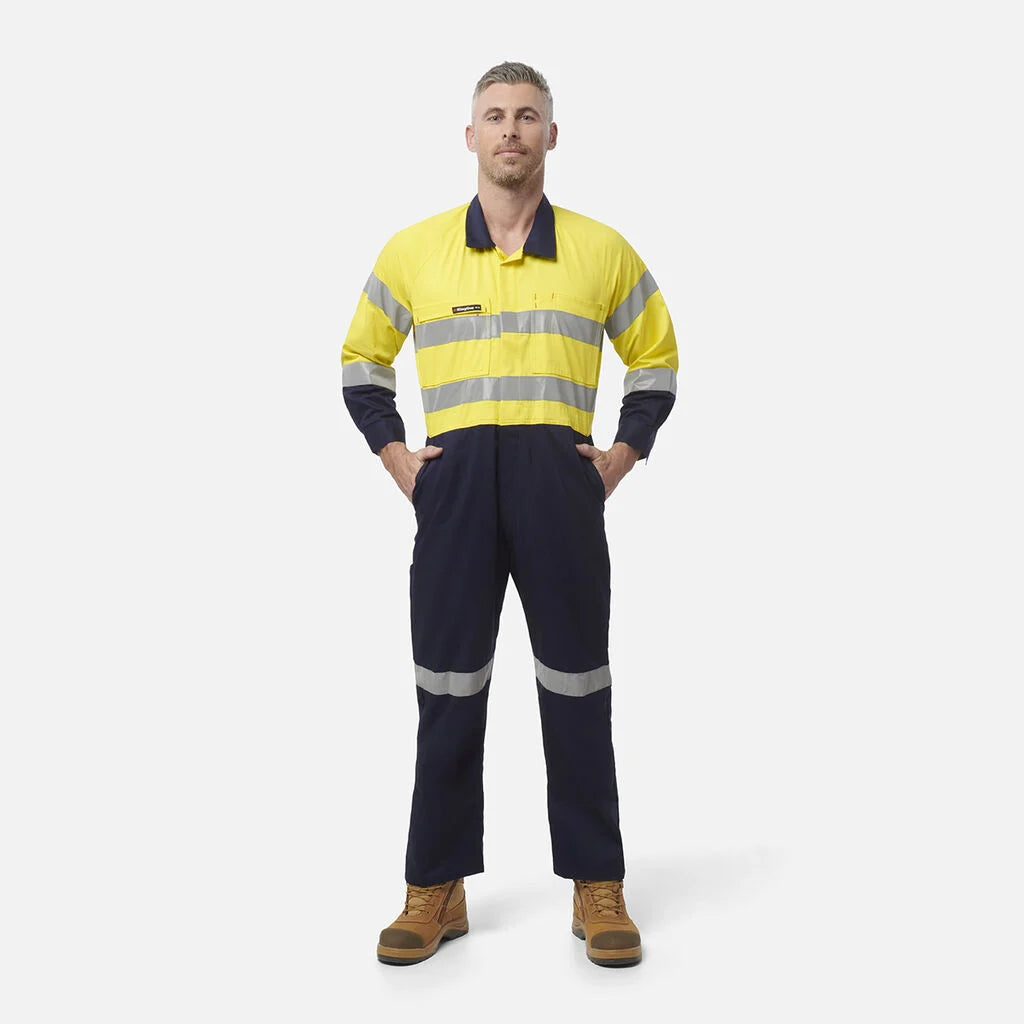 KingGee Men's Originals Hi-Vis 2-Tone Lightweight Taped Drill Work Overalls