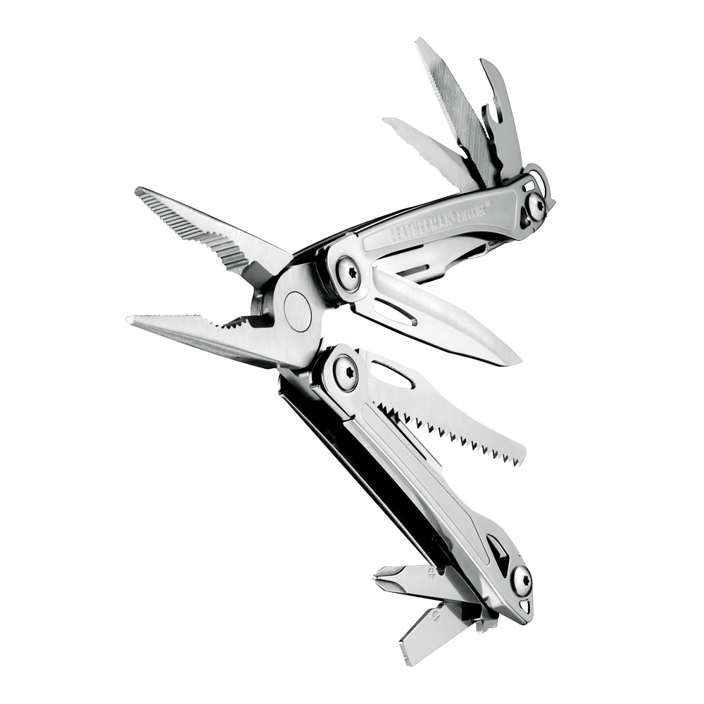 Leatherman Sidekick stainless steel multi-tool, angled view