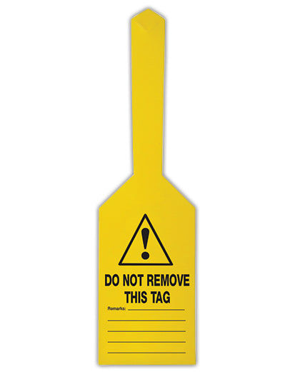 USS UDT407 yellow self locking caution tag reverse with do not remove message and remarks fields